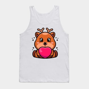 Cute baby deer cartoon with love Tank Top